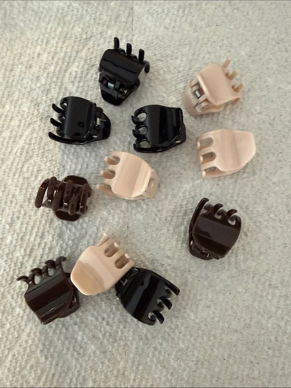 Assorted Mini Hair Claw Clips - Black, Beige, Brown